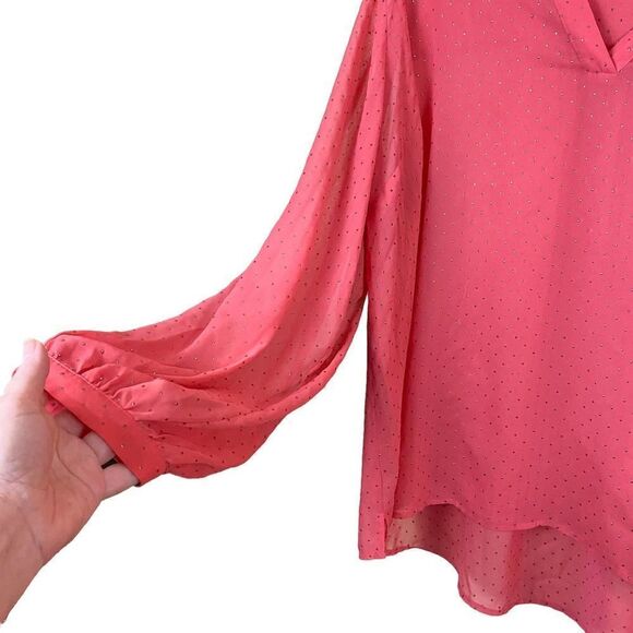 A.N.A Sheer Coral Embellished Blouse Size 1X - Picture 3 of 10